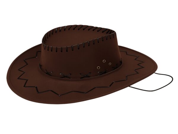 KAPELUSZ UNISEX KOWBOJSKI WELUR 36x33cm - brązowy