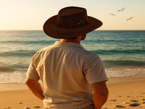 KAPELUSZ UNISEX KOWBOJSKI WELUR 36x33cm - brązowy