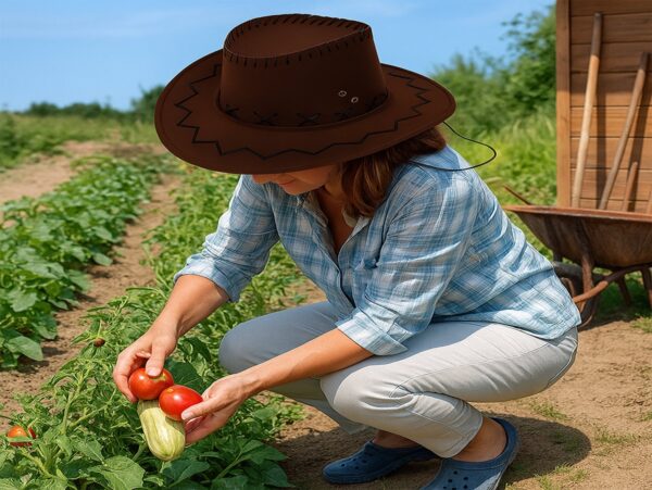 KAPELUSZ UNISEX KOWBOJSKI WELUR 36x33cm - brązowy