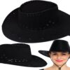 KAPELUSZ UNISEX KOWBOJSKI WELUR 36x33cm - czarny
