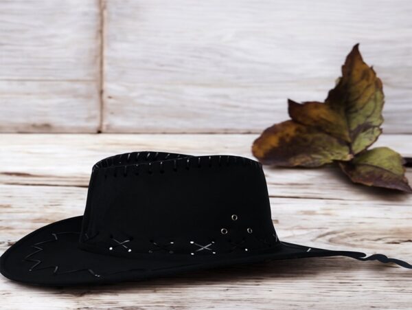 KAPELUSZ UNISEX KOWBOJSKI WELUR 36x33cm - czarny