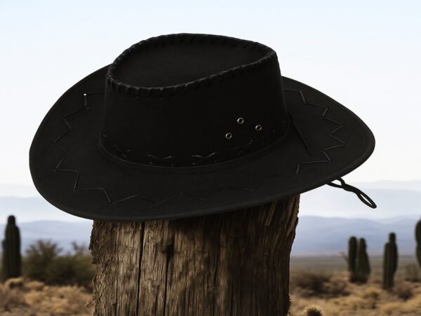 KAPELUSZ UNISEX KOWBOJSKI WELUR 36x33cm - czarny