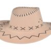 KAPELUSZ UNISEX KOWBOJSKI WELUR 36x33cm - kremowy