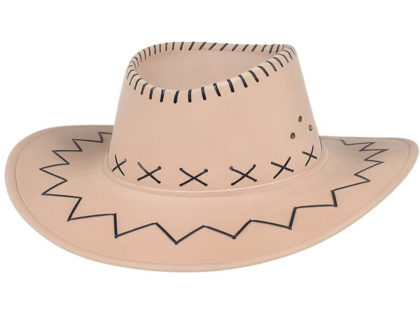 KAPELUSZ UNISEX KOWBOJSKI WELUR 36x33cm - kremowy