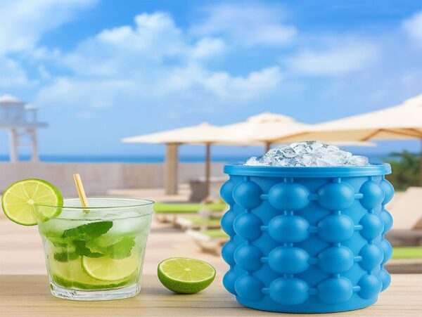 KOSTKARKA DO LODU Z WIADERKIEM NA LÓD SILIKONOWA