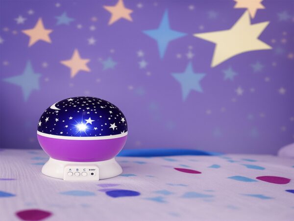 LAMPKA NOCNA NA USB KULA GWIAZDKI PROJEKTOR - fioletowy