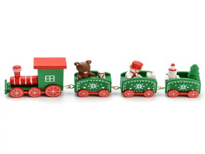 POCIĄG DREWNIANY DEKORACJA BOŻE NARODZENIE 24x8cm - zielony
