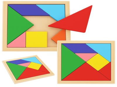 TANGRAM GRA LOGICZNA UKŁADANKA KLOCKI DREWNIANE