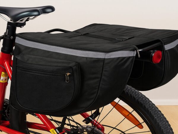 TORBA SAKWA ROWEROWA NA BAGAŻNIK - czarno-szara