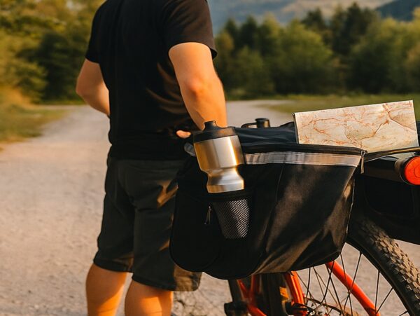 TORBA SAKWA ROWEROWA NA BAGAŻNIK - czarno-szara