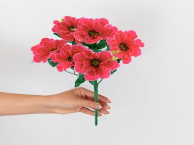 CHRYZANTEMA BUKIET 6 KWIATÓW 55cm - biało-różowy