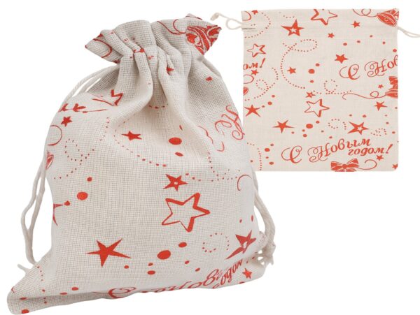 WOREK NA UPOMINEK PREZENT JUTOWY 18x13cm - gwiazdki