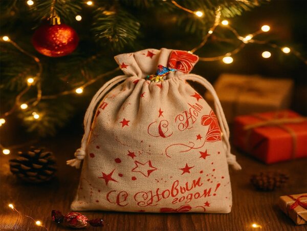 WOREK NA UPOMINEK PREZENT JUTOWY 18x13cm - gwiazdki