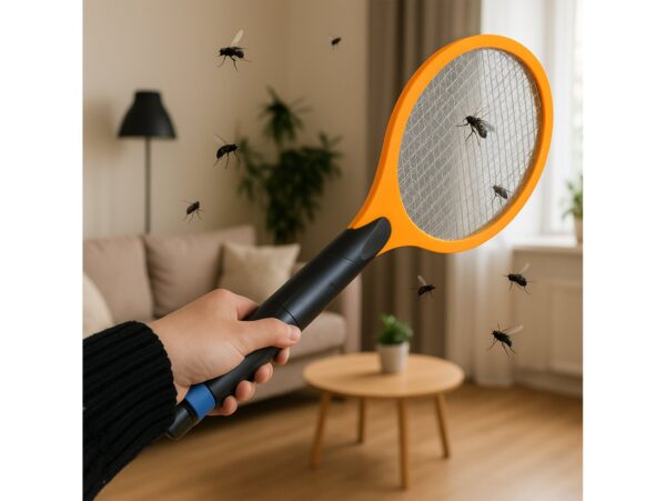 ŁAPKA NA MUCHY ELEKTRYCZNA NA AKUMULATOR DO GNIAZDKA - pomarańczowy