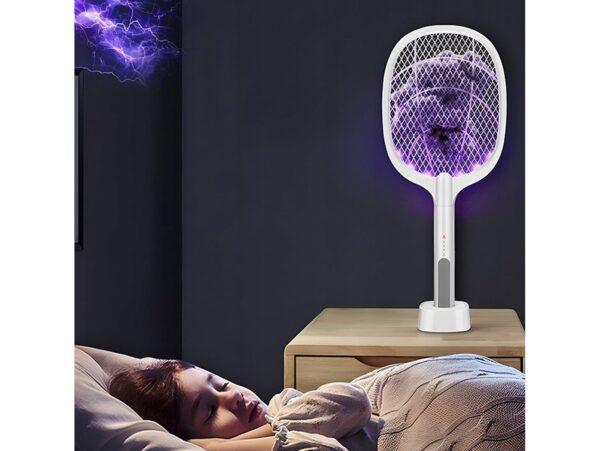 ŁAPKA NA OWADY ELEKTRYCZNA 2W1 - kwadratowa ładowarka