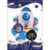 BALONY LATEKSOWE FOLIOWE ZESTAW 9SZT - rakieta