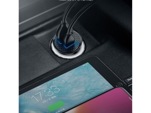 BASEUS ŁADOWARKA SAMOCHODOWA USB-A TYPE-C USB-C PD 30W QC 3.0 SCP 5A