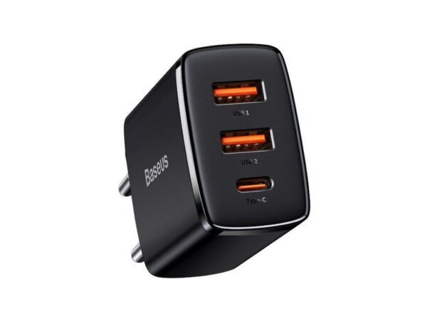 BASEUS ŁADOWARKA SIECIOWA USB-C 2X USB-A 30W PD QC3.0 3705 UNIWERSALNA CCXJ-E01
