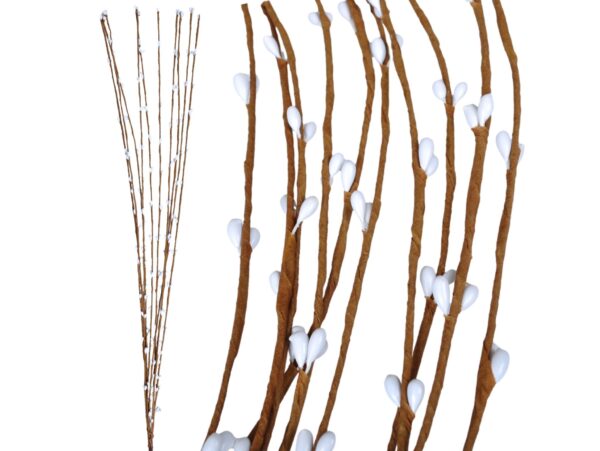 BAZIE SZTUCZNE GAŁĄZKA 65CM 10SZT - biały