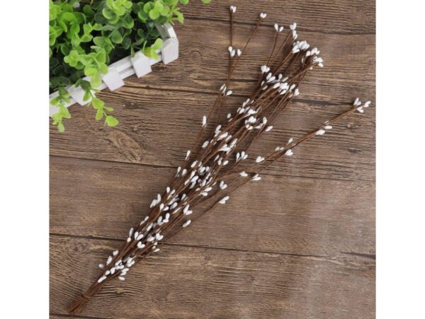 BAZIE SZTUCZNE GAŁĄZKA 65CM 10SZT - biały