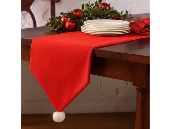 BIEŻNIK SZARFA ŚWIĄTECZNA Z POMPONEM 180x35cm