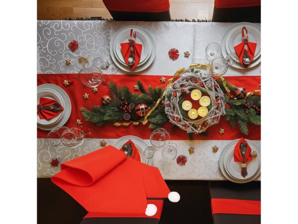 BIEŻNIK SZARFA ŚWIĄTECZNA Z POMPONEM 180x35cm