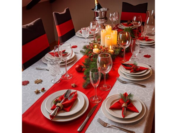 BIEŻNIK SZARFA ŚWIĄTECZNA Z POMPONEM 180x35cm