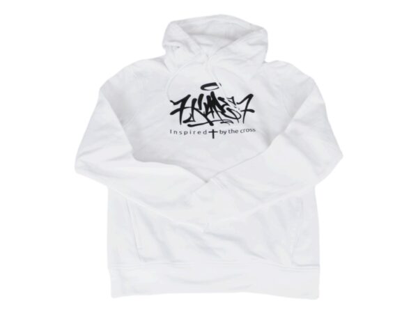 BLUZA PREMIUM Z KAPTUREM Z NADRUKIEM PRZÓD BIAŁY L