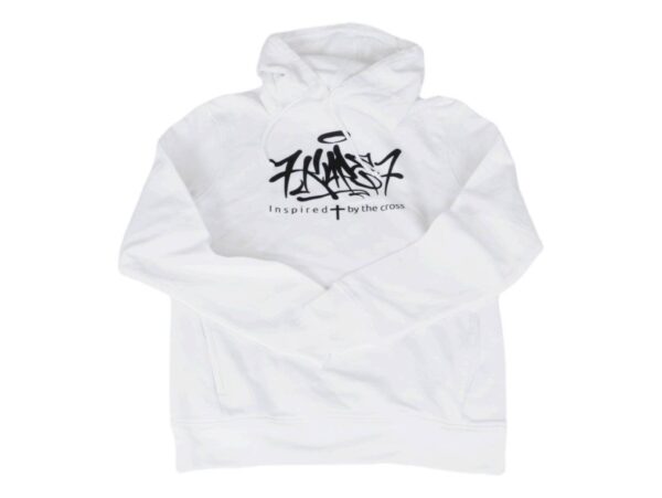 BLUZA PREMIUM Z KAPTUREM Z NADRUKIEM PRZÓD BIAŁY L