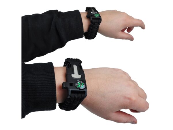 BRANSOLETKA SURVIVAL Z AKCESORIAMI - czarny