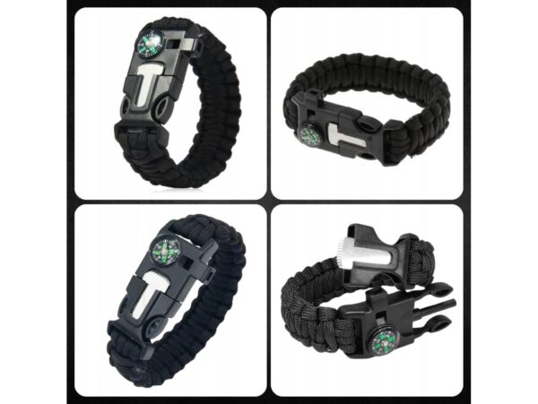 BRANSOLETKA SURVIVAL Z AKCESORIAMI - czarny