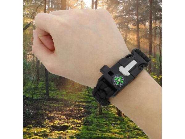 BRANSOLETKA SURVIVAL Z AKCESORIAMI - czarny