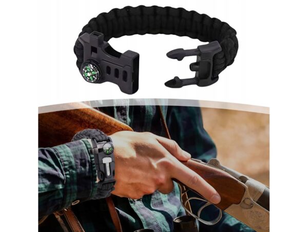 BRANSOLETKA SURVIVAL Z AKCESORIAMI - czarny