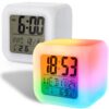 BUDZIK ZEGAREK TERMOMETR ŚWIECĄCY KAMELEON LED
