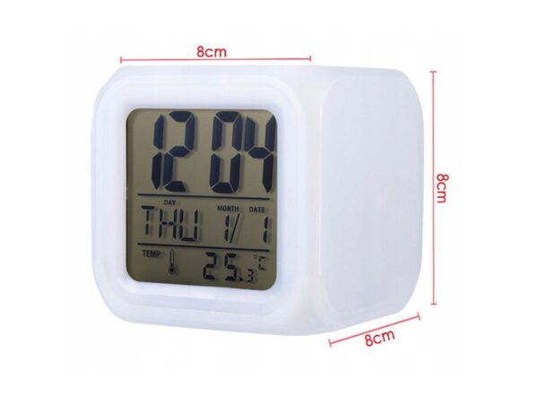 BUDZIK ZEGAREK TERMOMETR ŚWIECĄCY KAMELEON LED