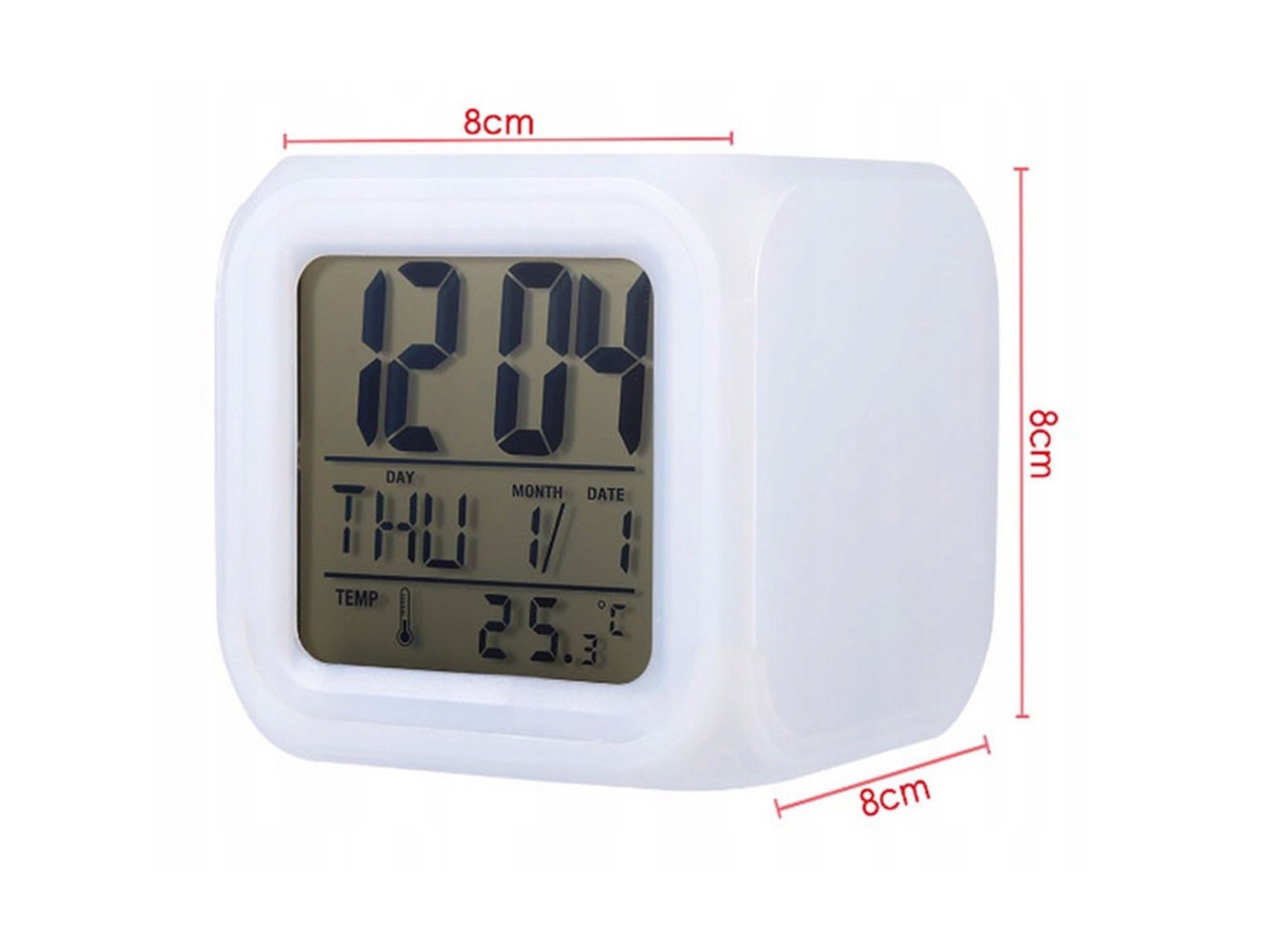 BUDZIK ZEGAREK TERMOMETR ŚWIECĄCY KAMELEON LED