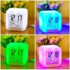 BUDZIK ZEGAREK TERMOMETR ŚWIECĄCY KAMELEON LED