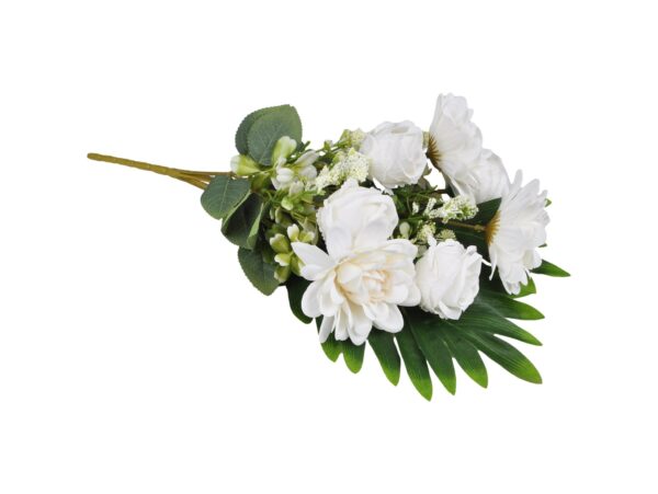 BUKIET MIESZANY RÓŻA DALIA 45CM 7 ŁODYG - biały