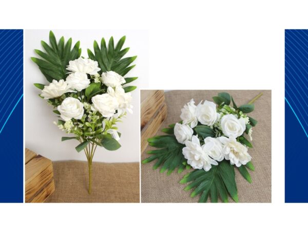 BUKIET MIESZANY RÓŻA DALIA 45CM 7 ŁODYG - biały