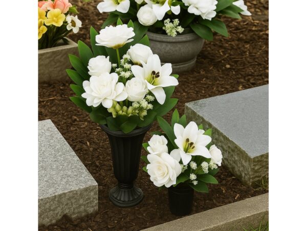 BUKIET MIESZANY RÓŻA DALIA 45CM 7 ŁODYG - biały