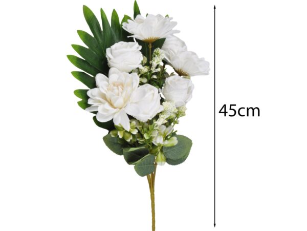 BUKIET MIESZANY RÓŻA DALIA 45CM 7 ŁODYG - biały