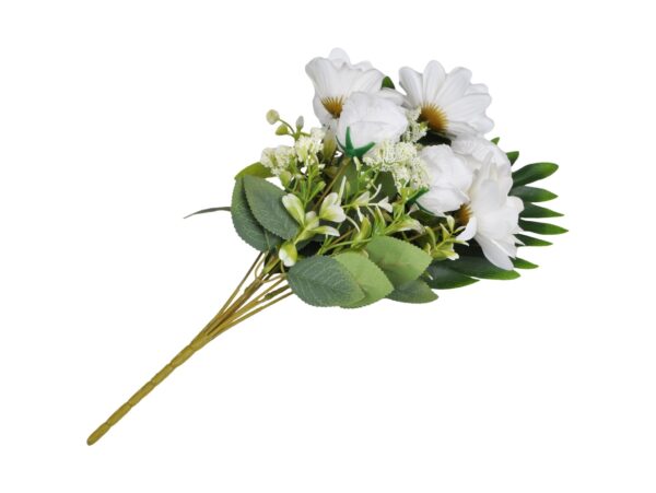 BUKIET MIESZANY RÓŻA DALIA 45CM 7 ŁODYG - biały