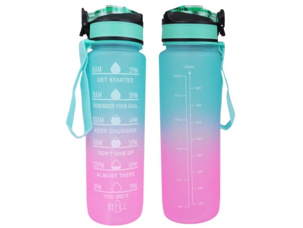 BUTELKA BIDON NA WODĘ 1L MOTYWACYJNA - różowo-mietowy