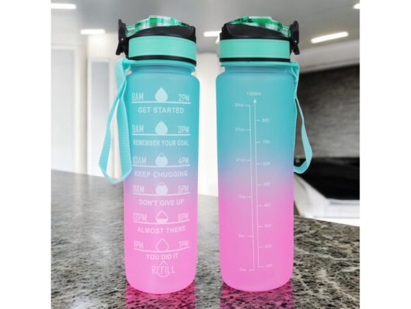 BUTELKA BIDON NA WODĘ 1L MOTYWACYJNA - różowo-mietowy