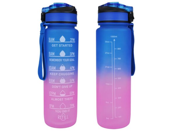 BUTELKA BIDON NA WODĘ 1L MOTYWACYJNA - różowo-niebieski