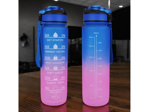 BUTELKA BIDON NA WODĘ 1L MOTYWACYJNA - różowo-niebieski