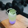 BUTELKA MOTYWACYJNA NA WODĘ BIDON 1,5L - limonkowo-fioletowy