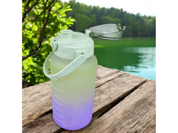 BUTELKA MOTYWACYJNA NA WODĘ BIDON 1,5L - limonkowo-fioletowy