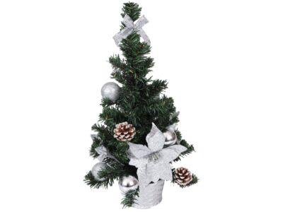 CHOINKA SZTUCZNA Z PRZYSTROJENIEM 40cm - srebrny