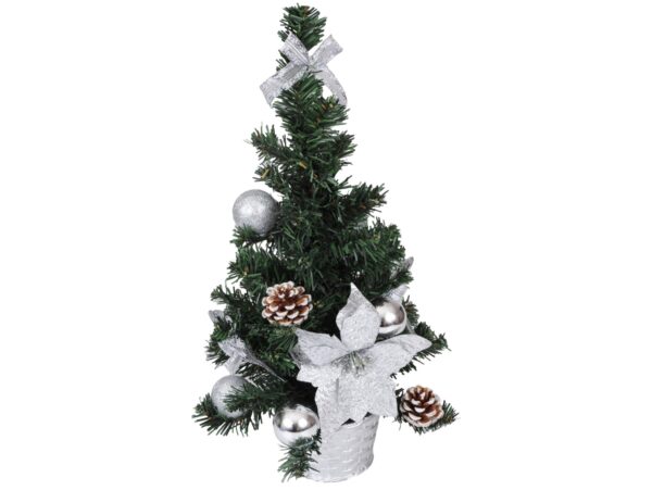 CHOINKA SZTUCZNA Z PRZYSTROJENIEM 40cm - srebrny